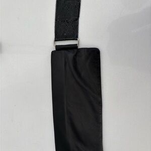 Elegant Black Soft faux Leather Women's Clutch with black rhinestone wristlet